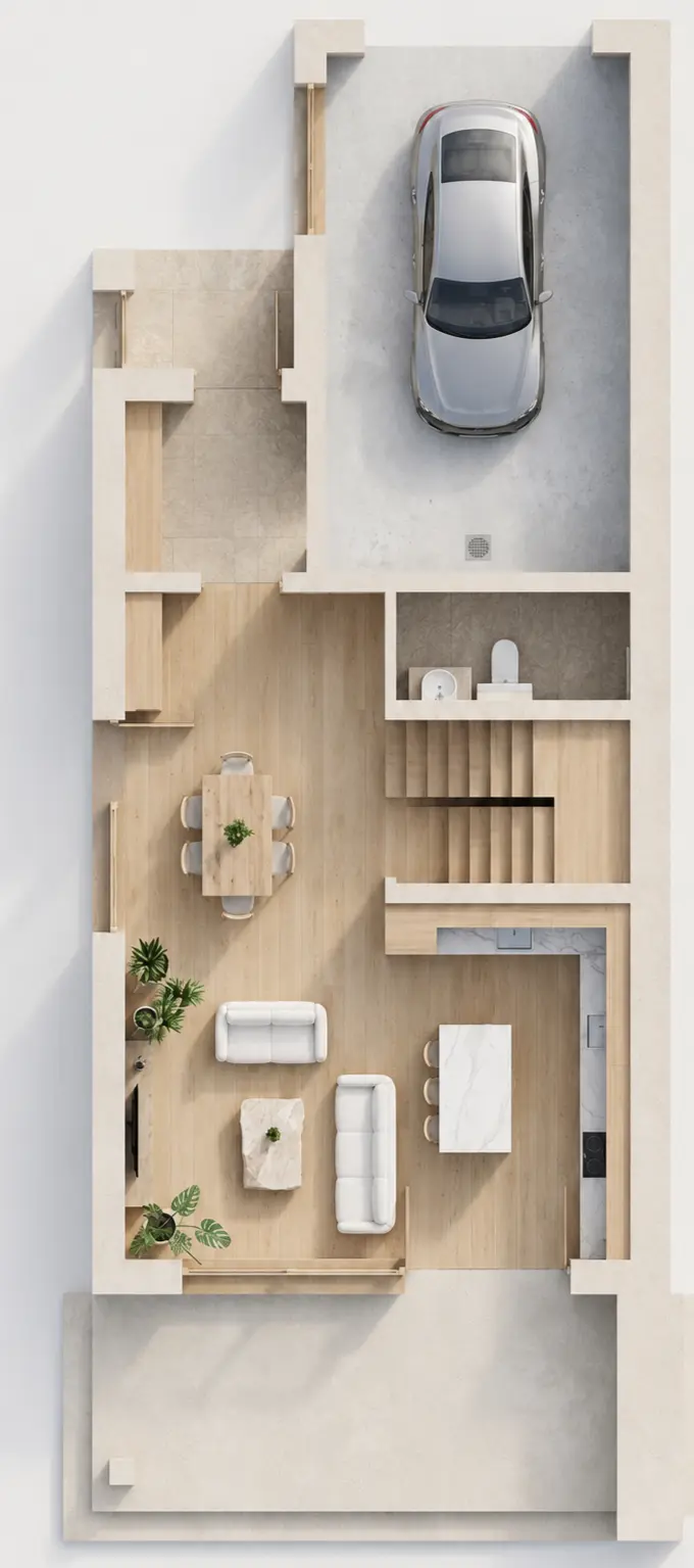 Wizualizacja parteru — styl jasny